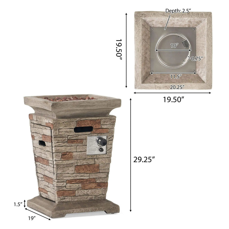 Alora 19-Inch Outdoor 40K BTU Natural Stone Fire Column (SAK36771) by SAKSBY WHOLESALE