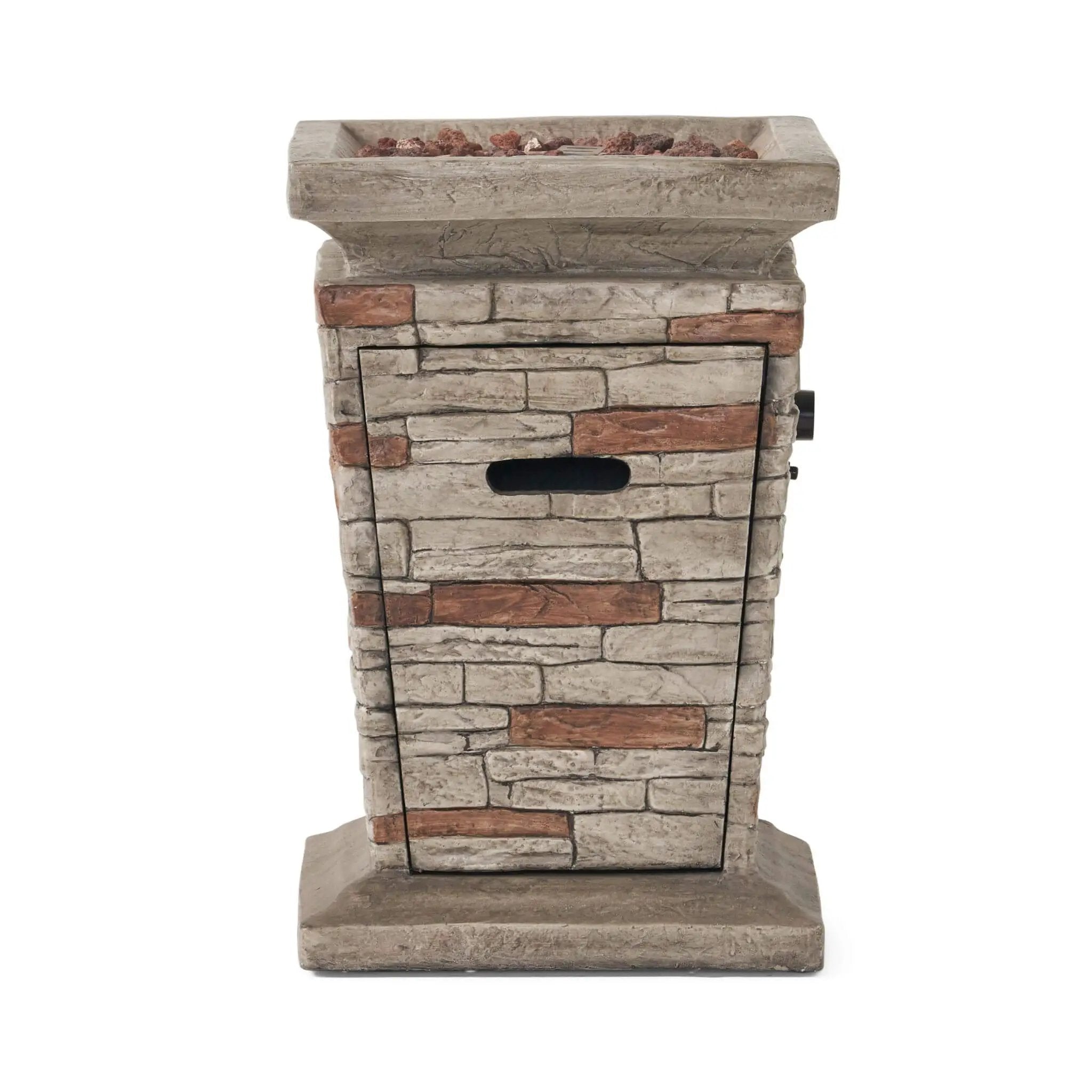 Alora 19-Inch Outdoor 40K BTU Natural Stone Fire Column (SAK36771) by SAKSBY WHOLESALE