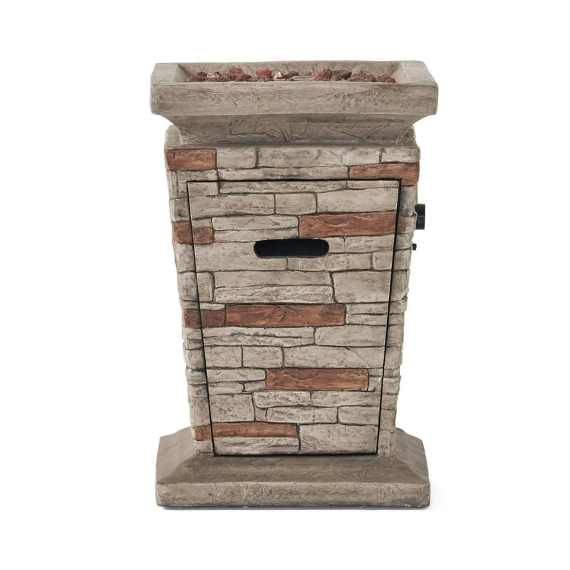Alora 19-Inch Outdoor 40K BTU Natural Stone Fire Column (SAK36771) by SAKSBY WHOLESALE