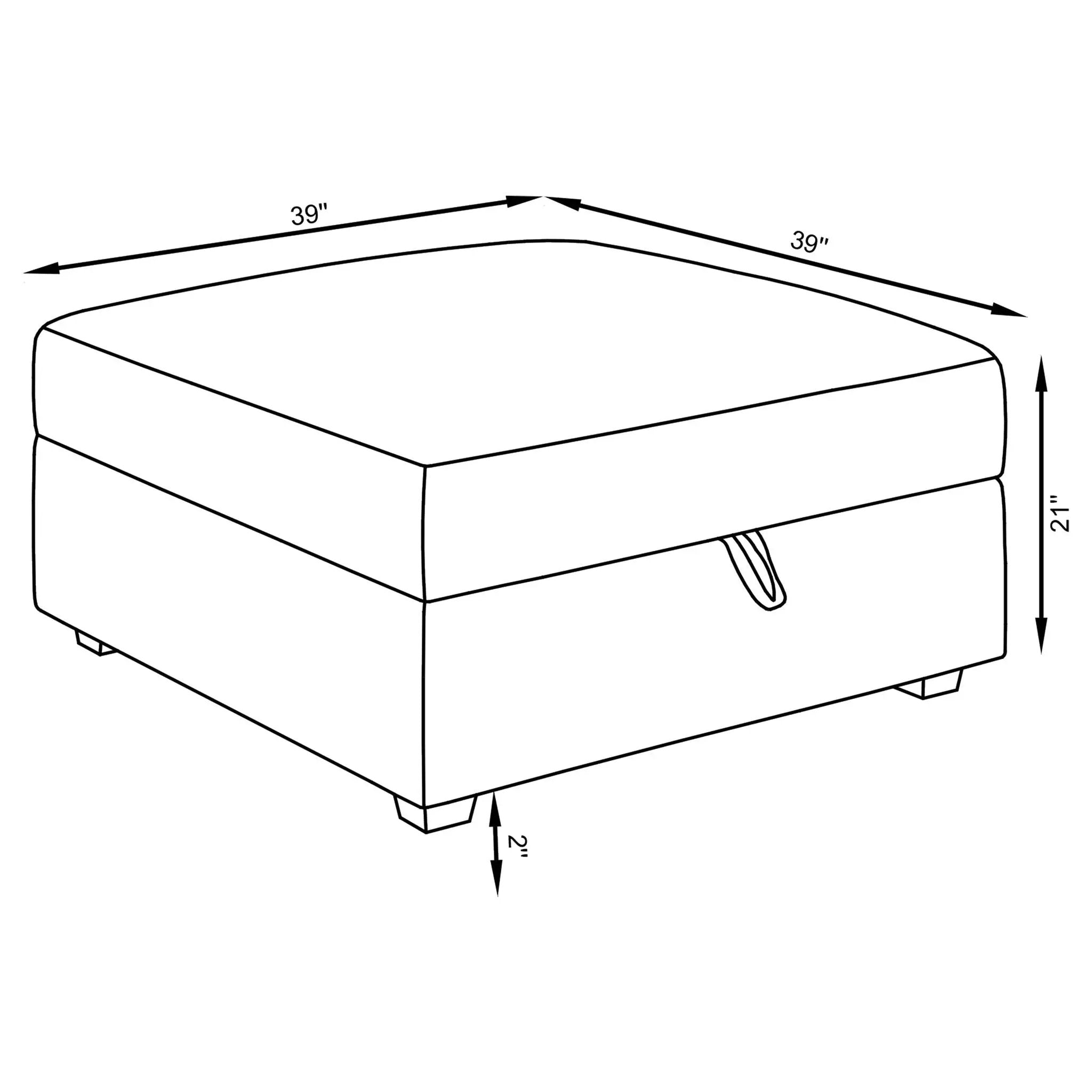 Cambria Square Upholstered Storage Ottoman Grey by Unique Piece Furniture