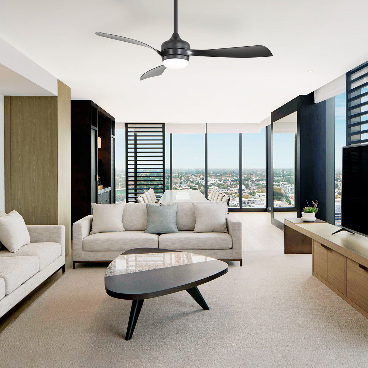 Ceiling Fan With 3 Blades, Remote Control, Reversible DC Motor, Noiseless Operation, 3 Downrods, photo 7 of 21