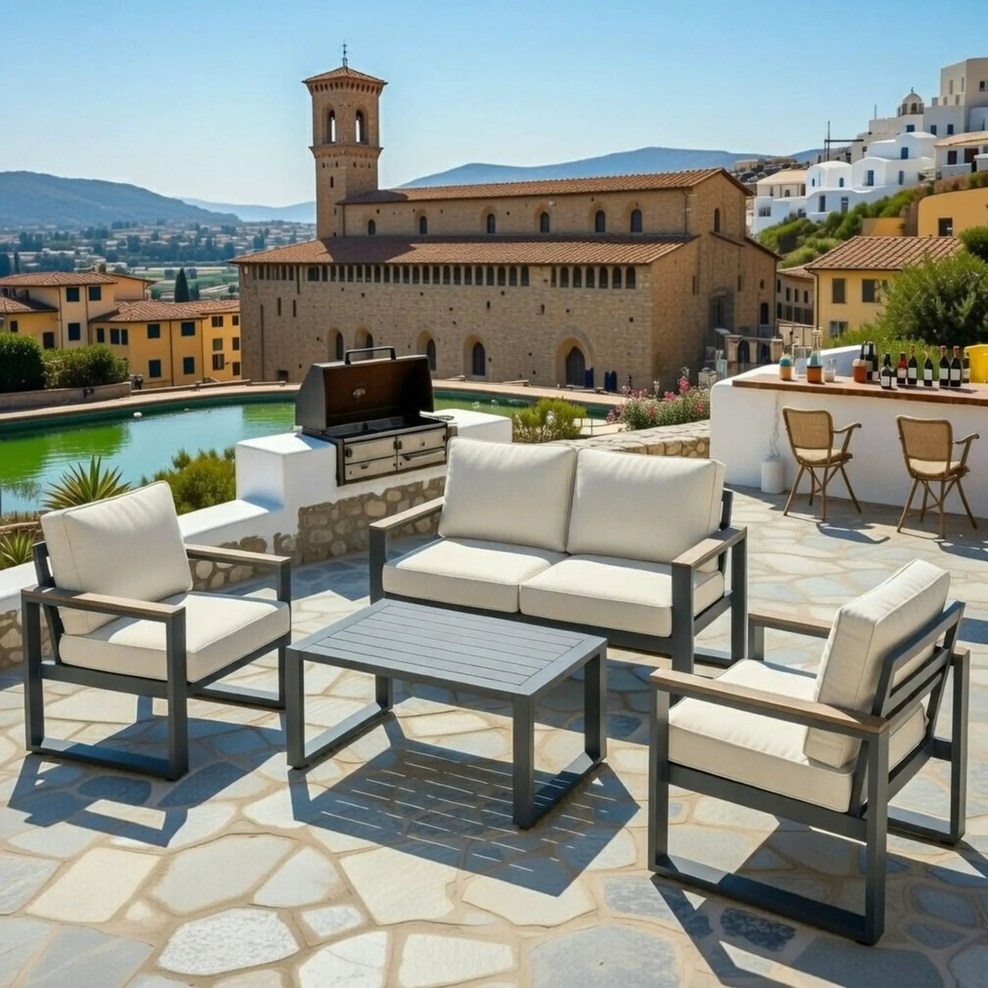 Modern Outdoor Sofa Set With Coffee Table by HouseOfZazla