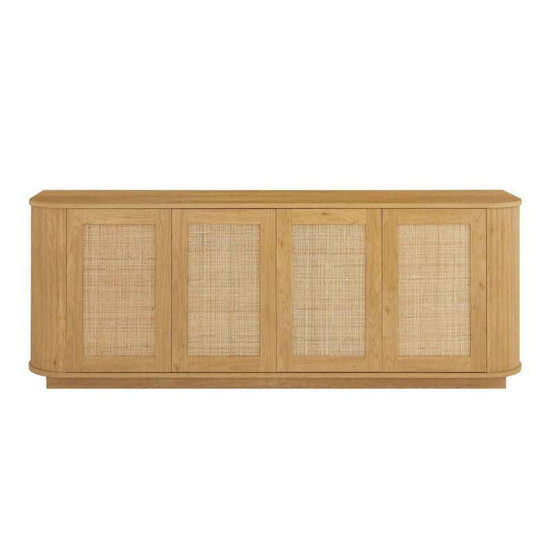 Contemporary Wave Shaped TV Stand With Rattan Doors by Unique Piece Furniture