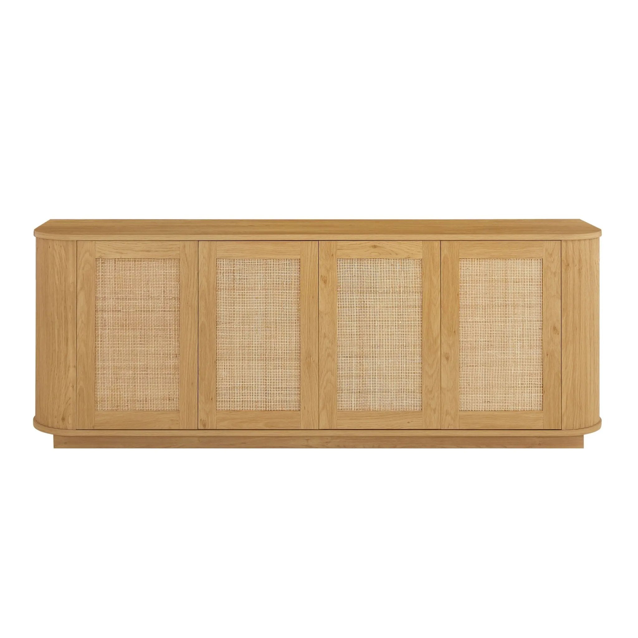 Contemporary Wave Shaped TV Stand With Rattan Doors by Unique Piece Furniture