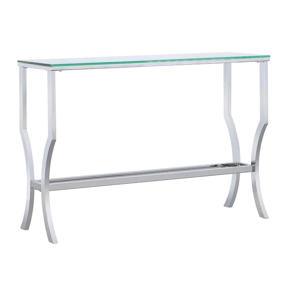 Saide Rectangular Glass Top Entryway Console Table Chrome by Unique Piece Furniture