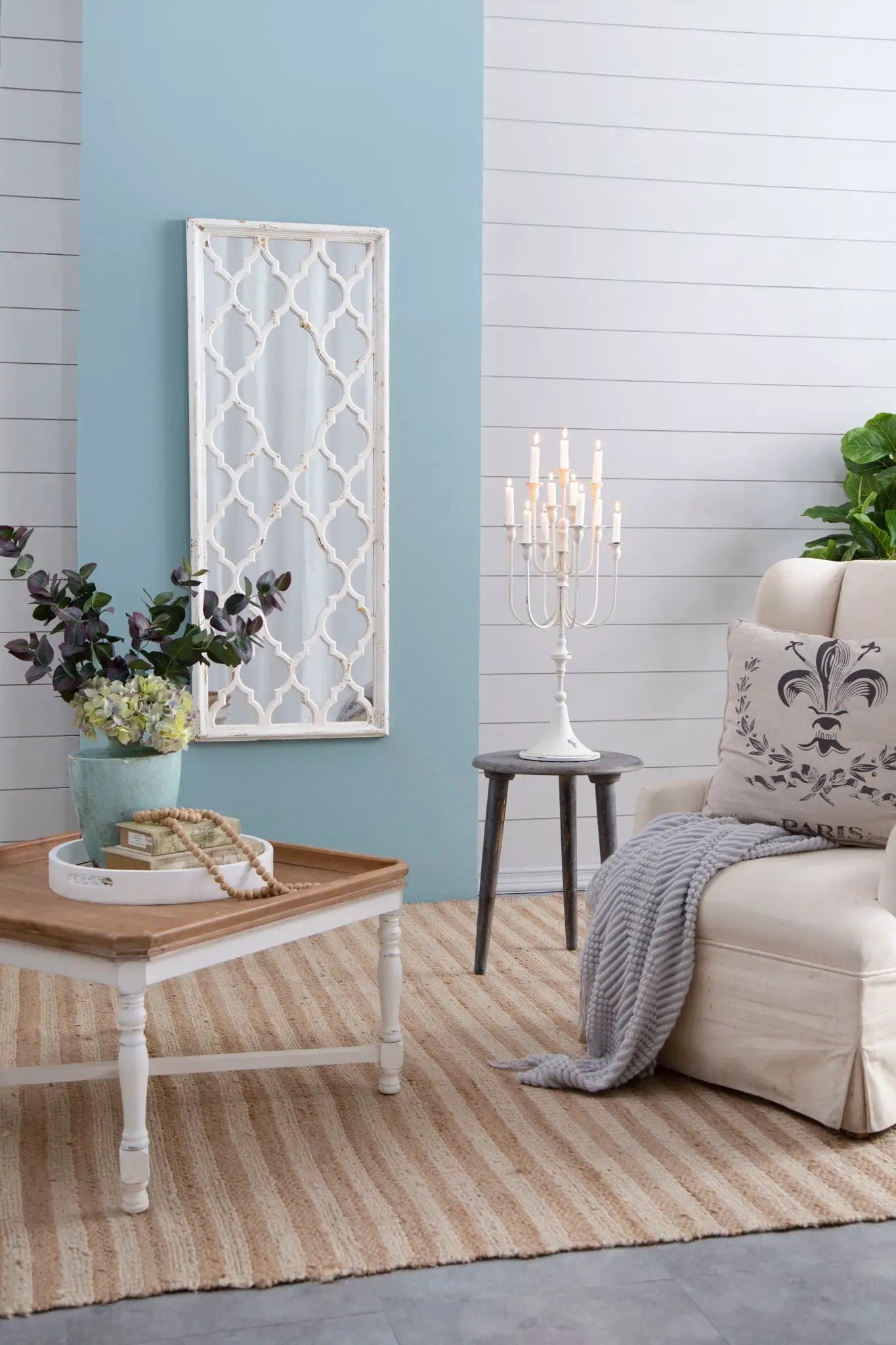 Distressed Floor Mirror, Full Body Mirror For Bathroom Bedroom Living Room - White by HouseOfZazla