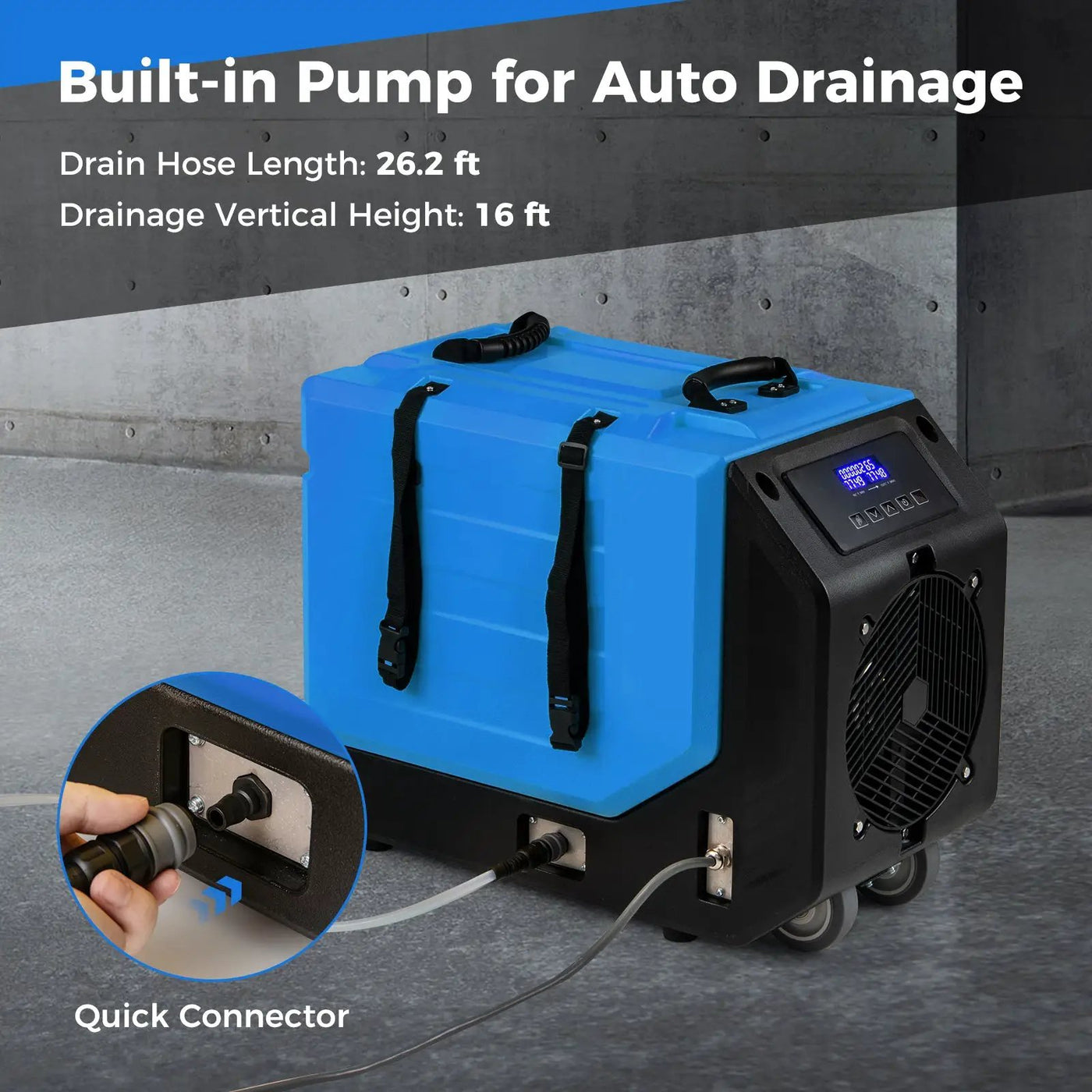 190 PPD Commercial Dehumidifier with Pump and 2 Wheels by DirectDeals