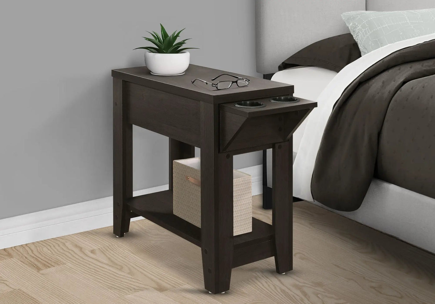 Accent Side Table with Storage and Built-In Lamp by HouseOfZazla