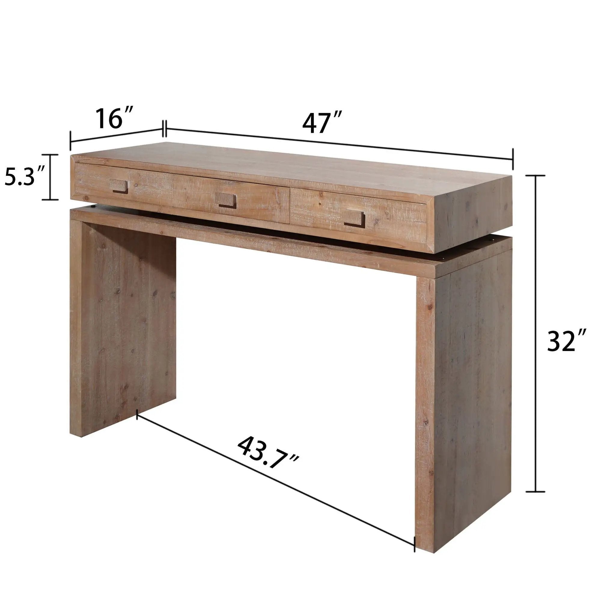 Rustic Wood Console Table With 3 Drawers Entryway Table For Hallway, Foyer, Or Office - Natural / Natural & Light Brown / Natural Wood / Natural Wood Wash / Natural / Rustic by Unique Piece Furniture