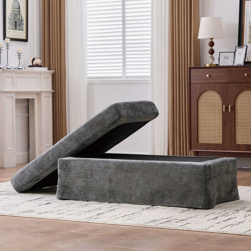 Wide Modern Upholstered Ottoman Foot Stool by Unique Piece Furniture