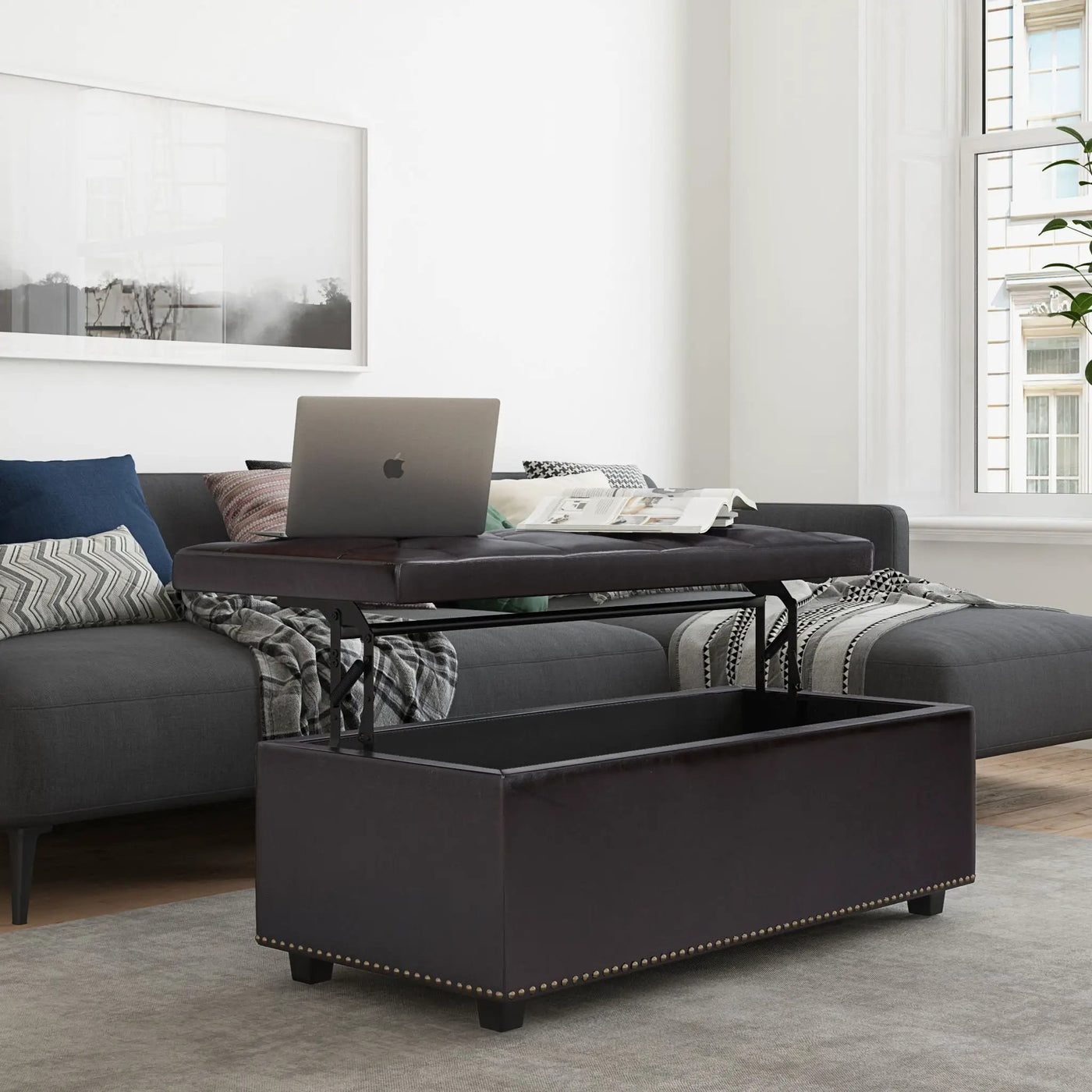 Hamilton - Upholstered Lift Top Rectangular Storage Ottoman by Unique Piece Furniture