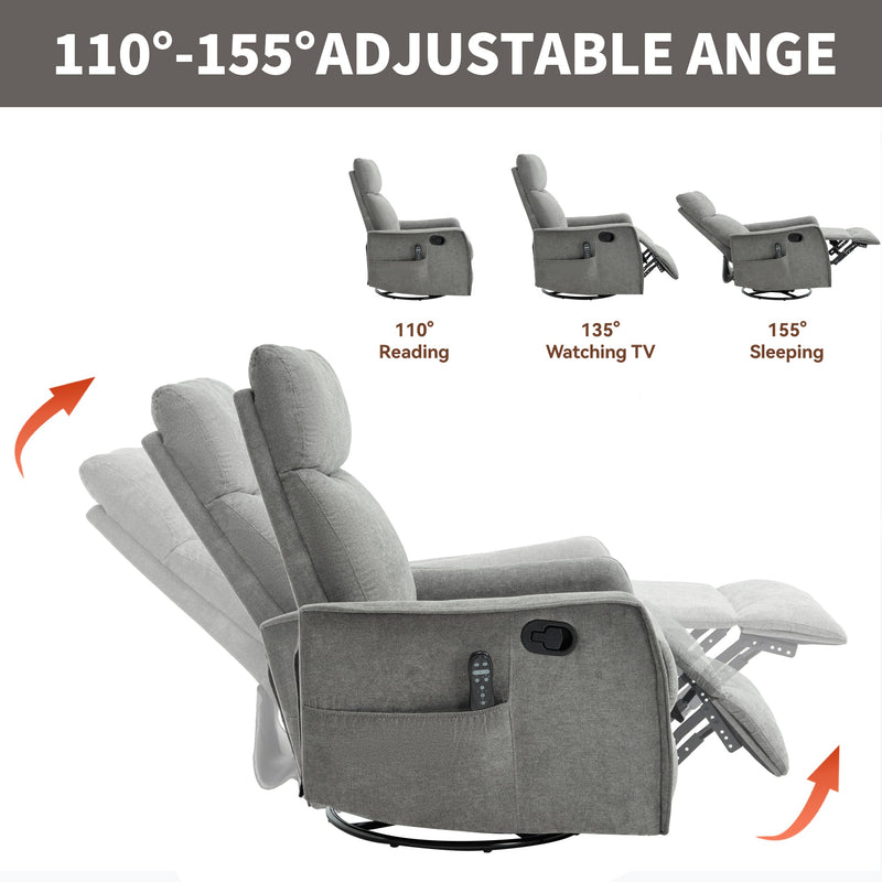 Heat Massage Manual Recliner Chair with Rocker and Swivel by HouseOfZazla