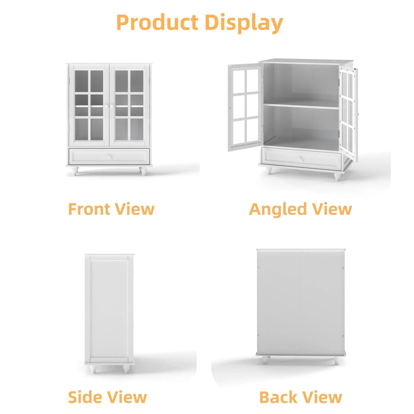 Minimalist Buffet Cabinet With Double Glass Doors And Drawer by HouseOfZazla