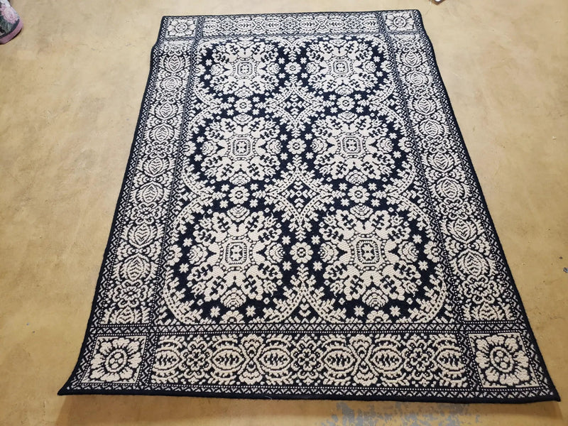 4x6 Power-Loomed Rug Dark Navy Blue & Ivory Oriental Carpet Nice by Jewel Rugs