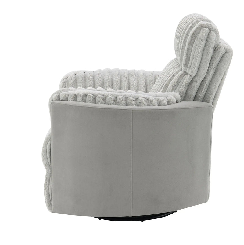 Emee - Corduroy Glider Recliner With Swivel - Gray by Unique Piece Furniture