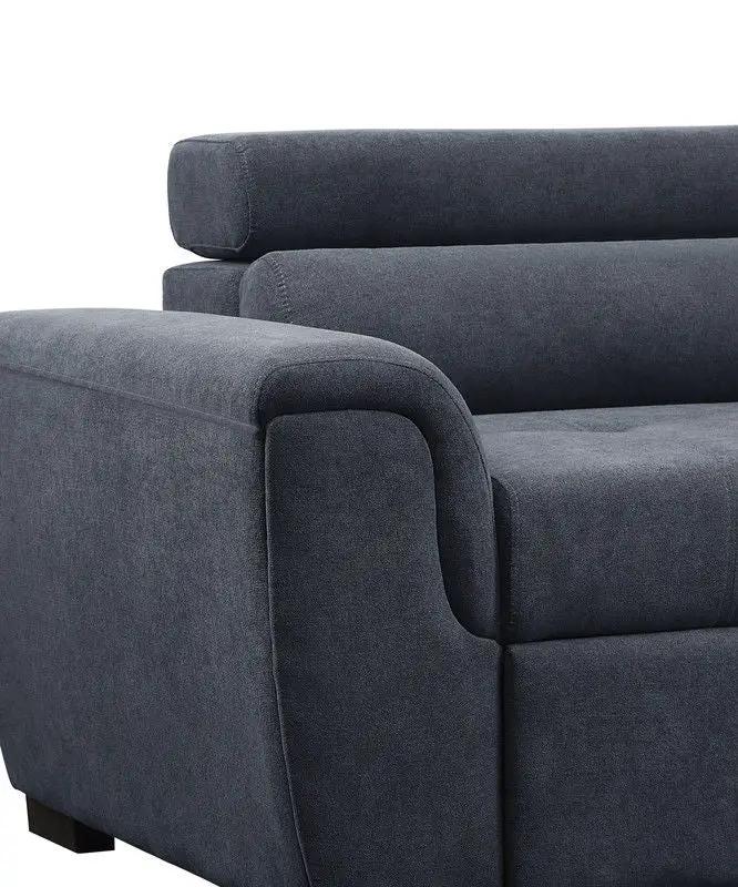 Haris - Sleeper Sofa Sectional With Adjustable Headrest And Storage Ottoman - Dark Gray by HouseOfZazla