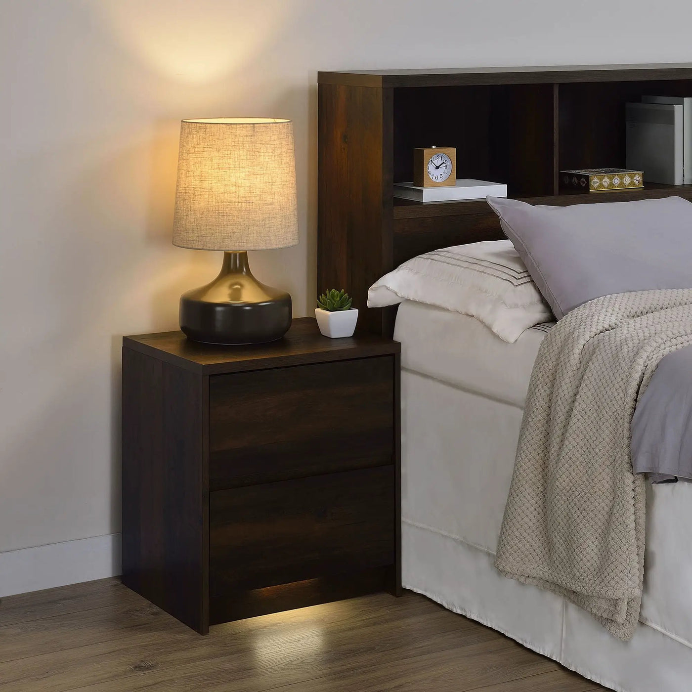 Geary - 2 Drawer Nightstand With LED Lights And USB Charging Ports by HouseOfZazla