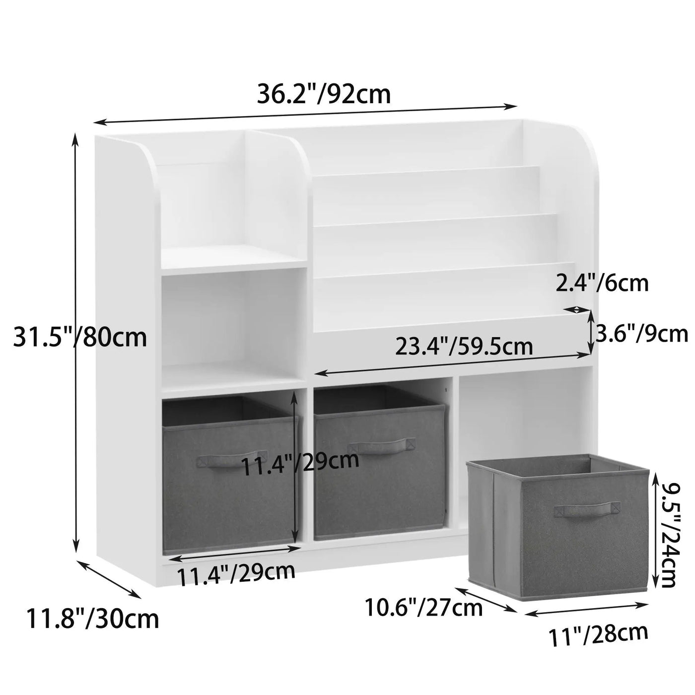 Bookcase And Bookshelf With 3 Collapsible Drawers, Multifunctional Display Stand by HouseOfZazla