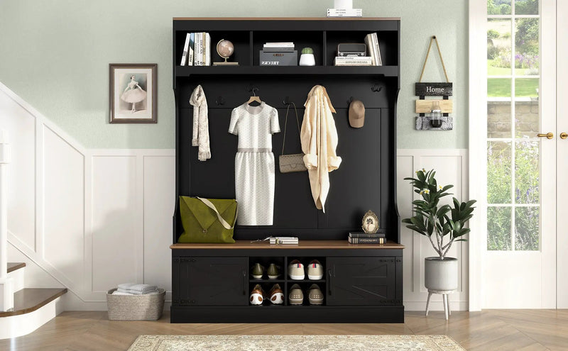 Vibe Haus 71''H Farmhouse Hall Tree with Bench and Shoe Storage by HouseOfZazla