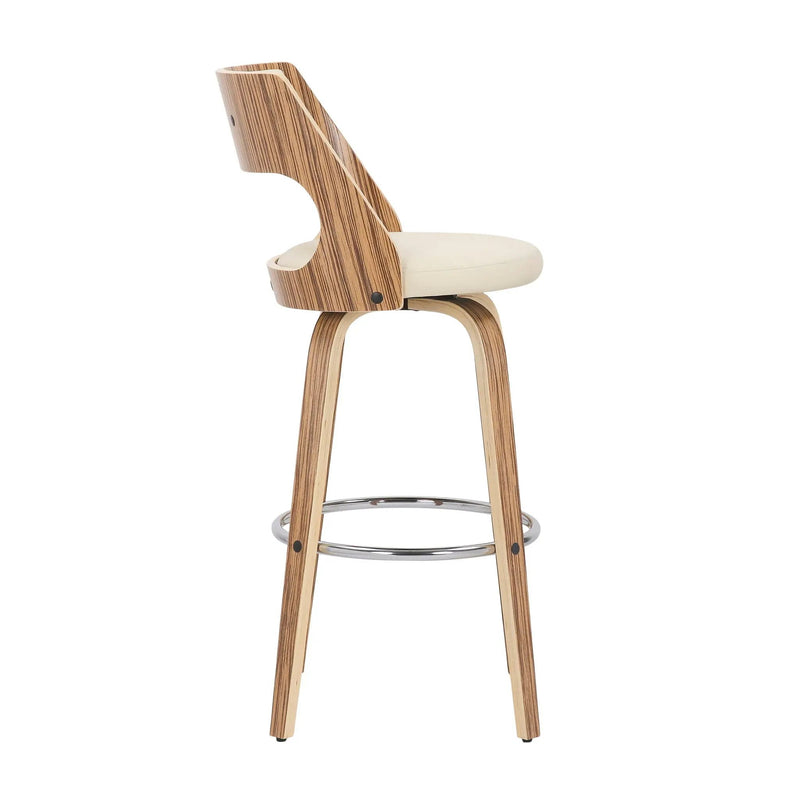 Cecina - Mid-Century Modern Fixed Height Barstool With Swivel (Set of 2) - Zebra / Cream by HouseOfZazla