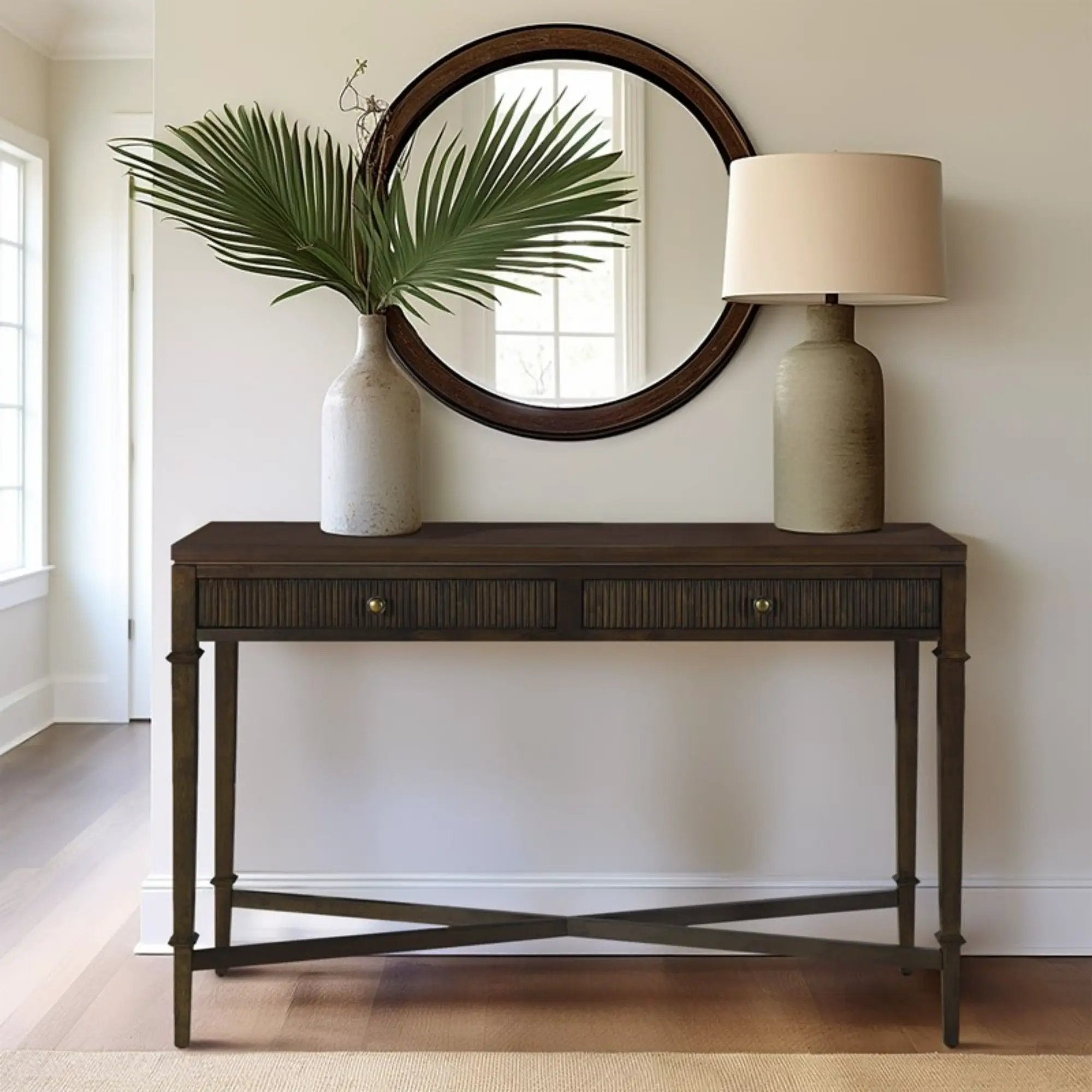 Fluted 2 Drawer Storage Console Table - Brown by HouseOfZazla