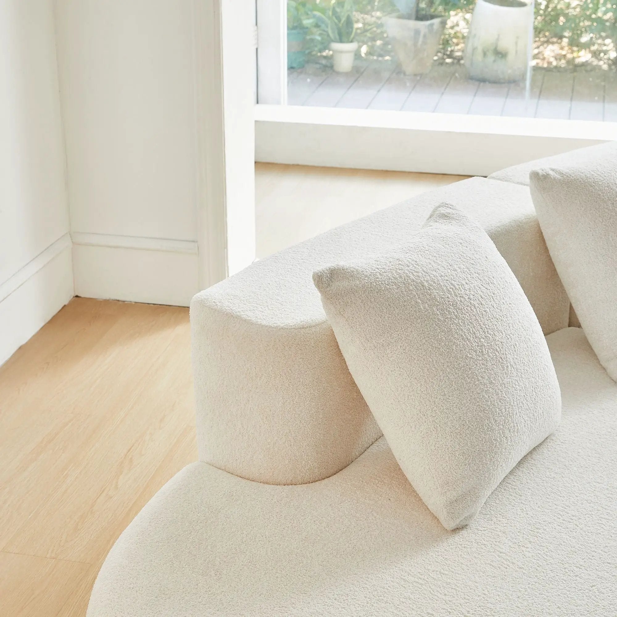Curved Boneless Couch, Half Moon Sofa, 5 Seat Couch With High Density Foam Filled For Living Room - White by Unique Piece Furniture