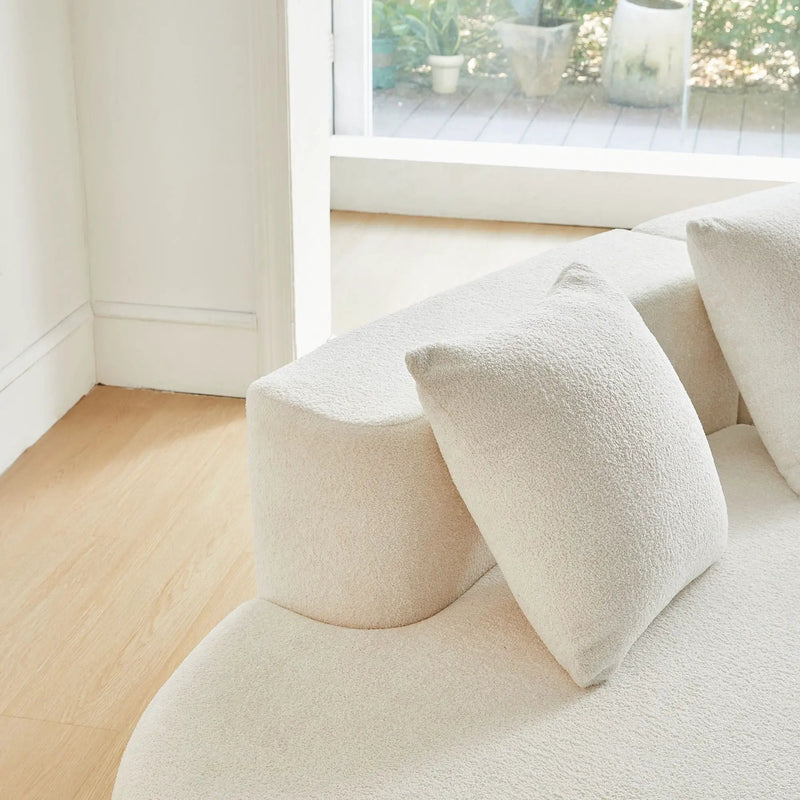 Curved Boneless Couch, Half Moon Sofa, 5 Seat Couch With High Density Foam Filled For Living Room - White by Unique Piece Furniture