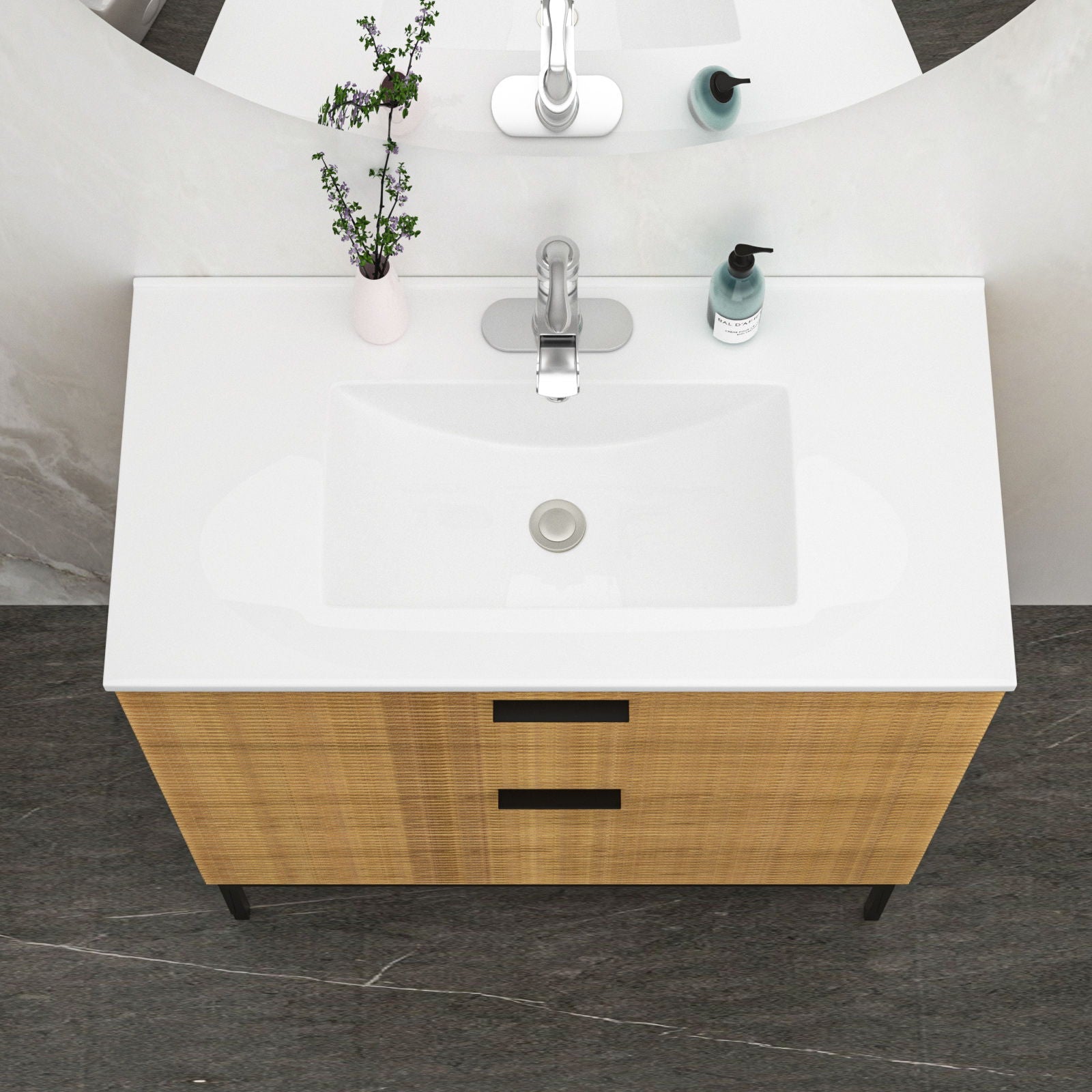 Premium Rectangular Vanity Top With Single Faucet Hole And Overflow by HouseOfZazla