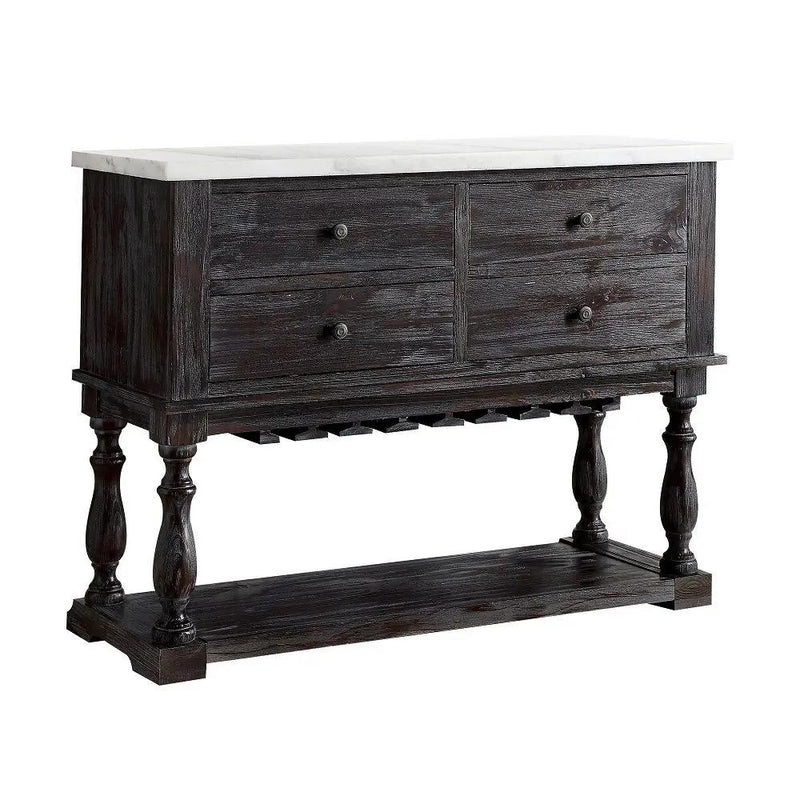 Gerardo - Server - White Marble Top & Weathered Espresso by Unique Piece Furniture
