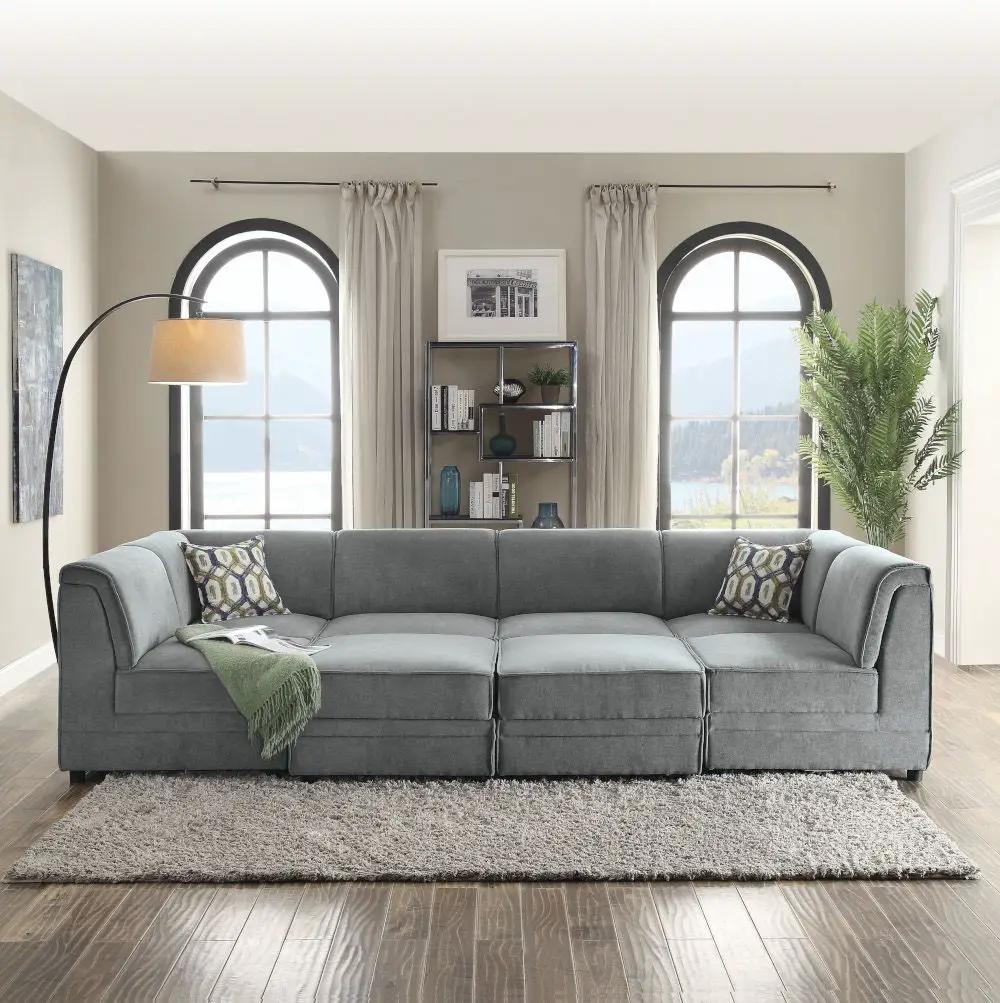 Bois - Modular Armless Chair - Gray Velvet by Unique Piece Furniture