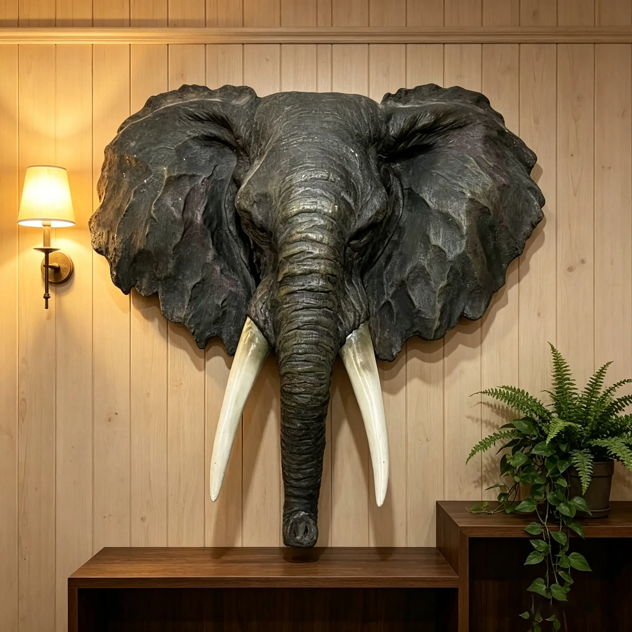 15.75" Wide Realistic Elephant Head Wall Sculpture by HouseOfZazla