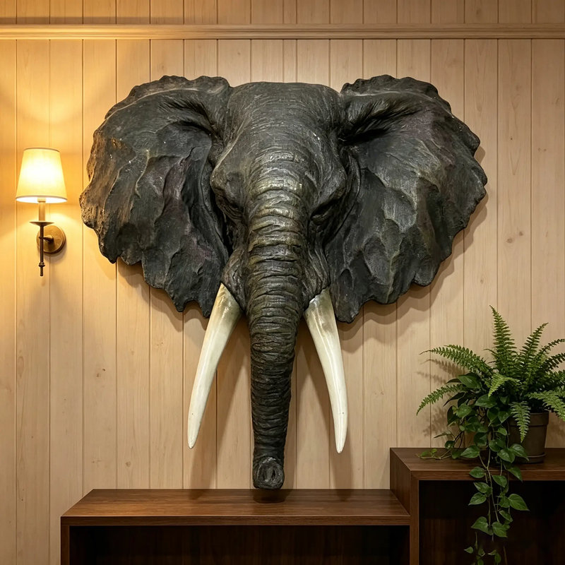15.75" Wide Realistic Elephant Head Wall Sculpture by HouseOfZazla