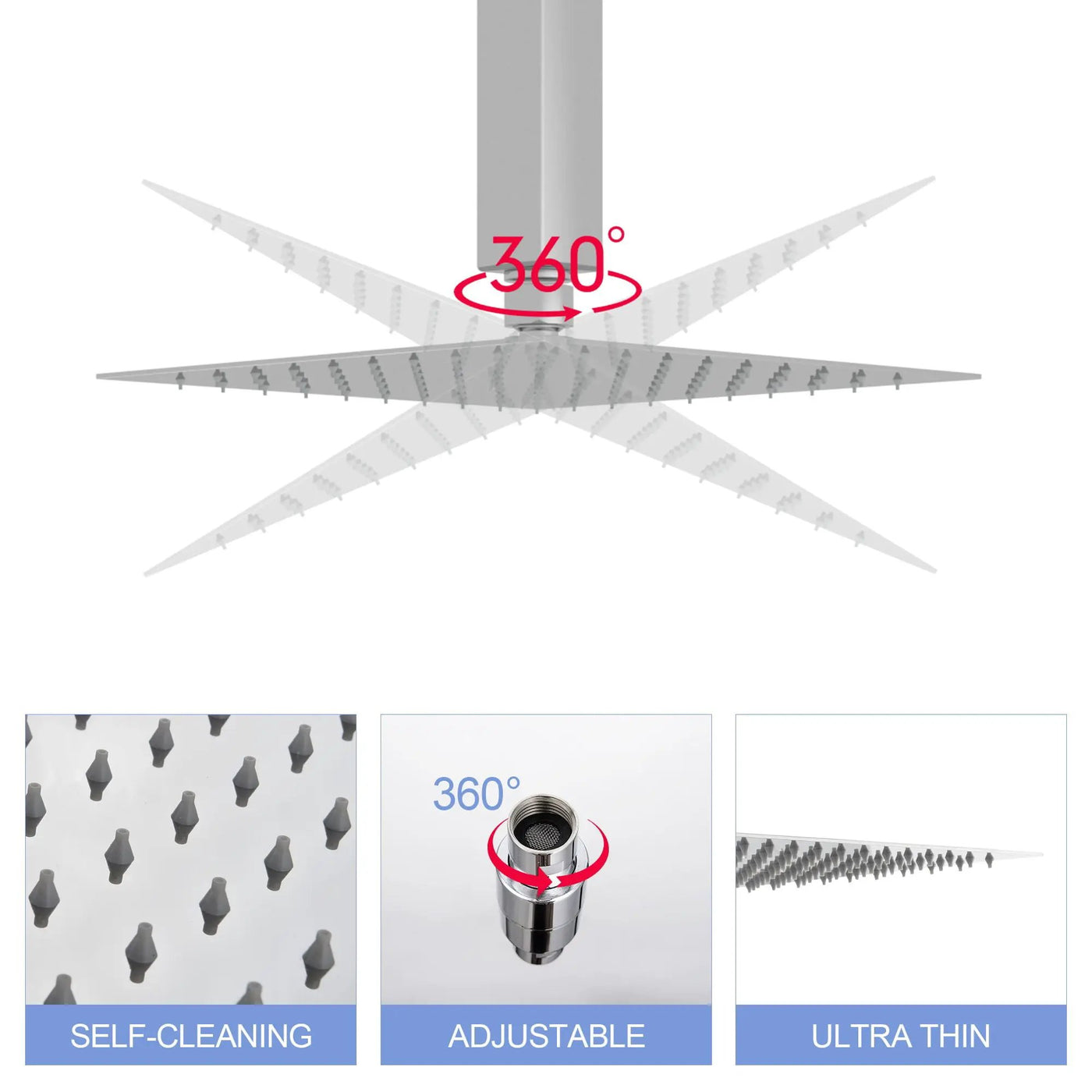 8" Square Rain Shower Head, Ceiling / Wall Mount Stainless Steel Bath Fixture by HouseOfZazla