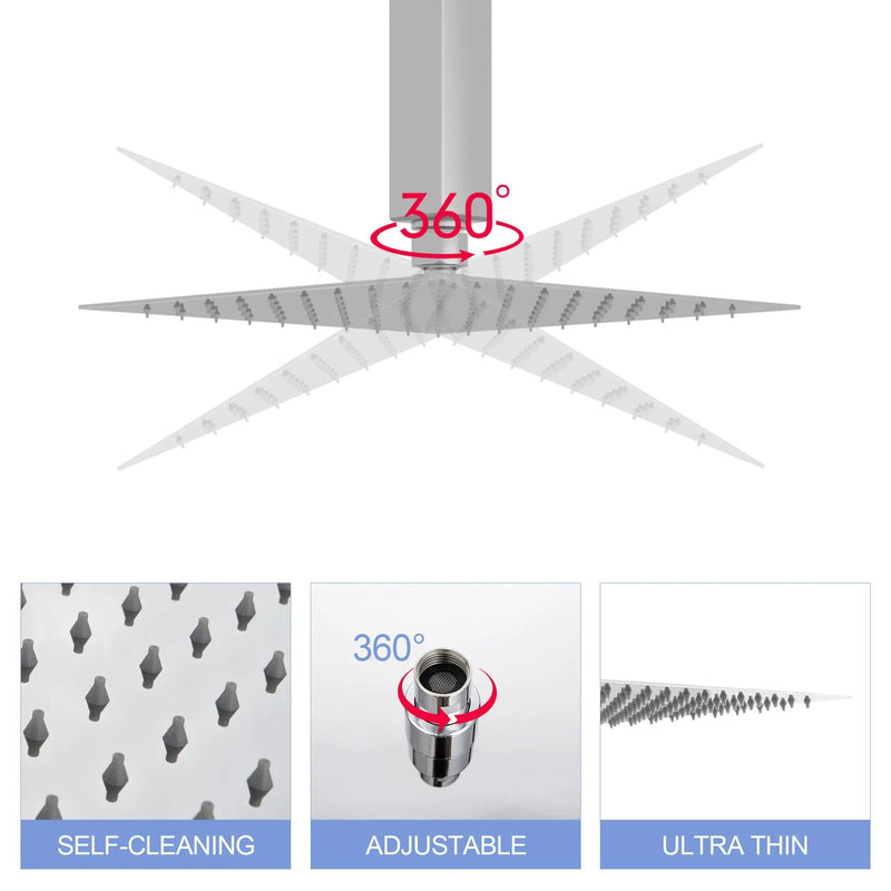 8" Square Rain Shower Head, Ceiling / Wall Mount Stainless Steel Bath Fixture by HouseOfZazla