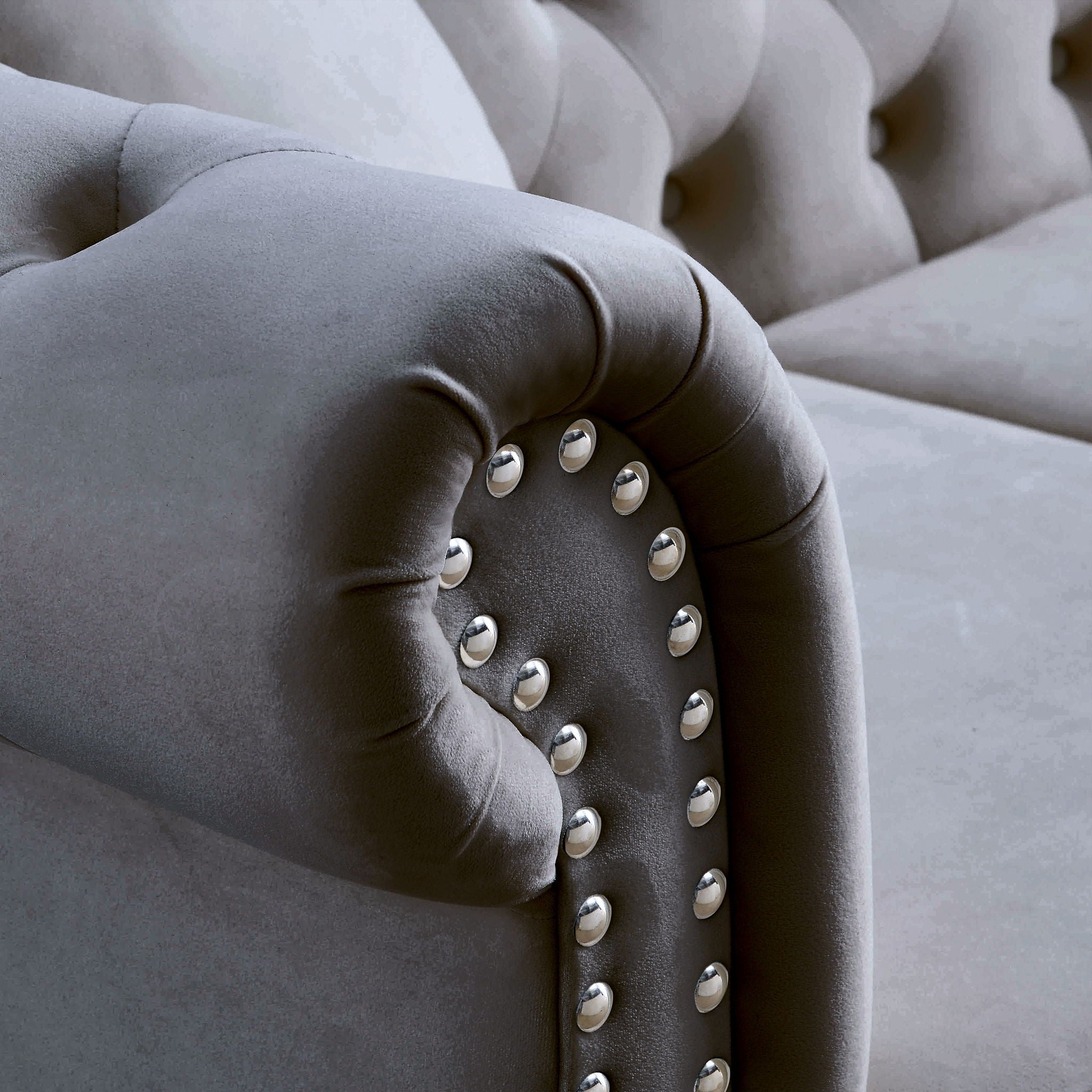 Chesterfield Sofa With Rolled Arms And Nailhead Trim by HouseOfZazla