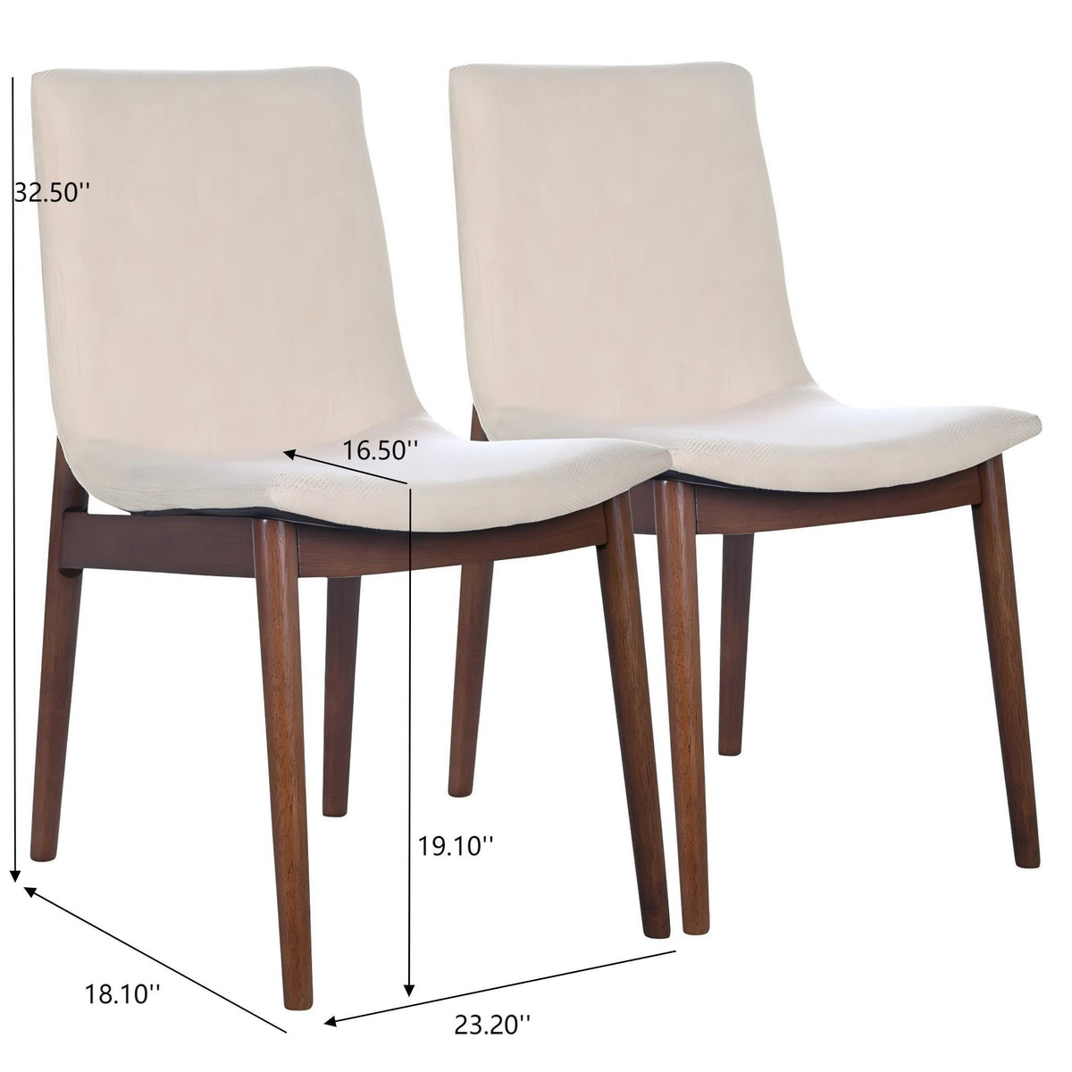 Beige Dining Chair Set of 2 with Solid Wood Construction - Ravel, photo 2 of 10