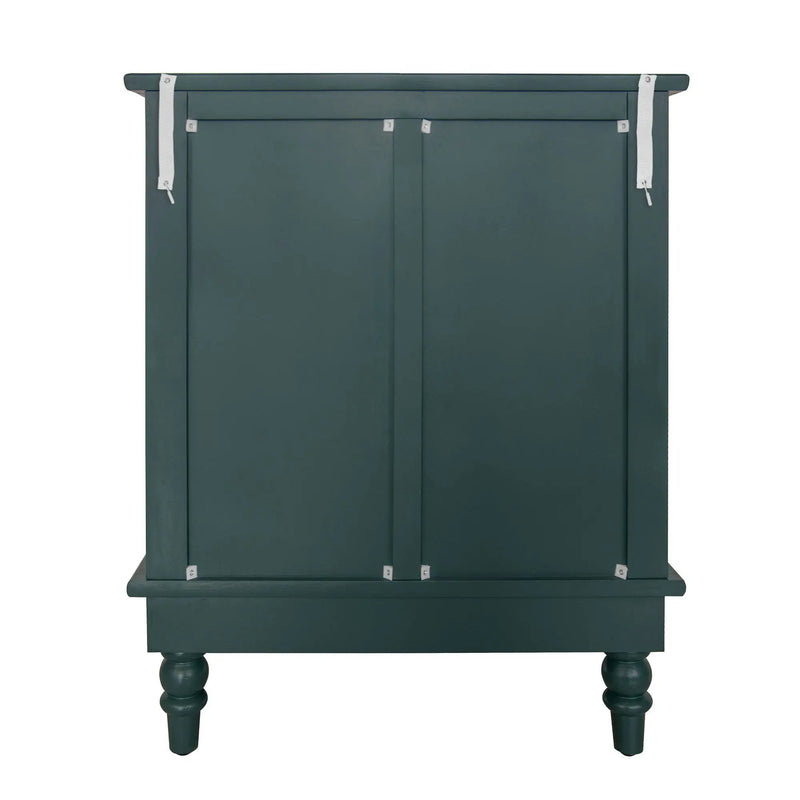 Hollow Carved 3 Drawer Dresser With Metal Handles, Storage Chest For Living Room Or Bedroom - Blackish Green by HouseOfZazla
