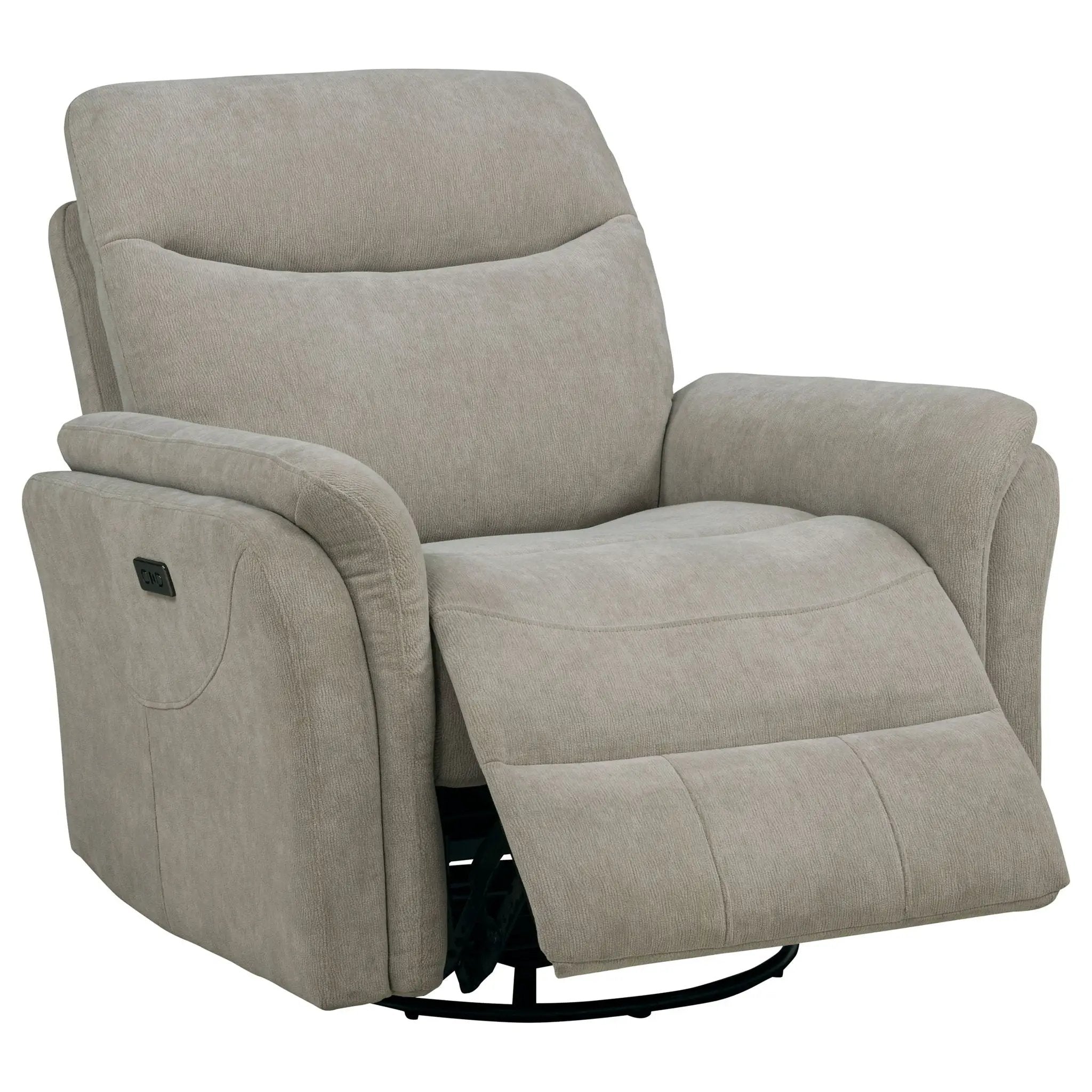 Adler Upholstered Power Swivel Glider Recliner Ivory by Unique Piece Furniture