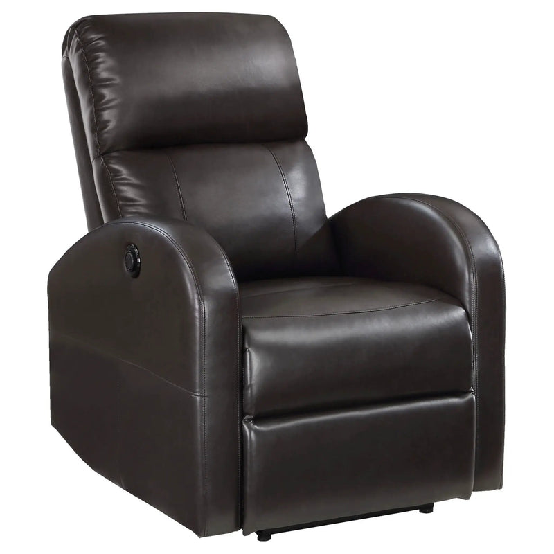 Grant Upholstered Power Recliner Chair Brown by Unique Piece Furniture