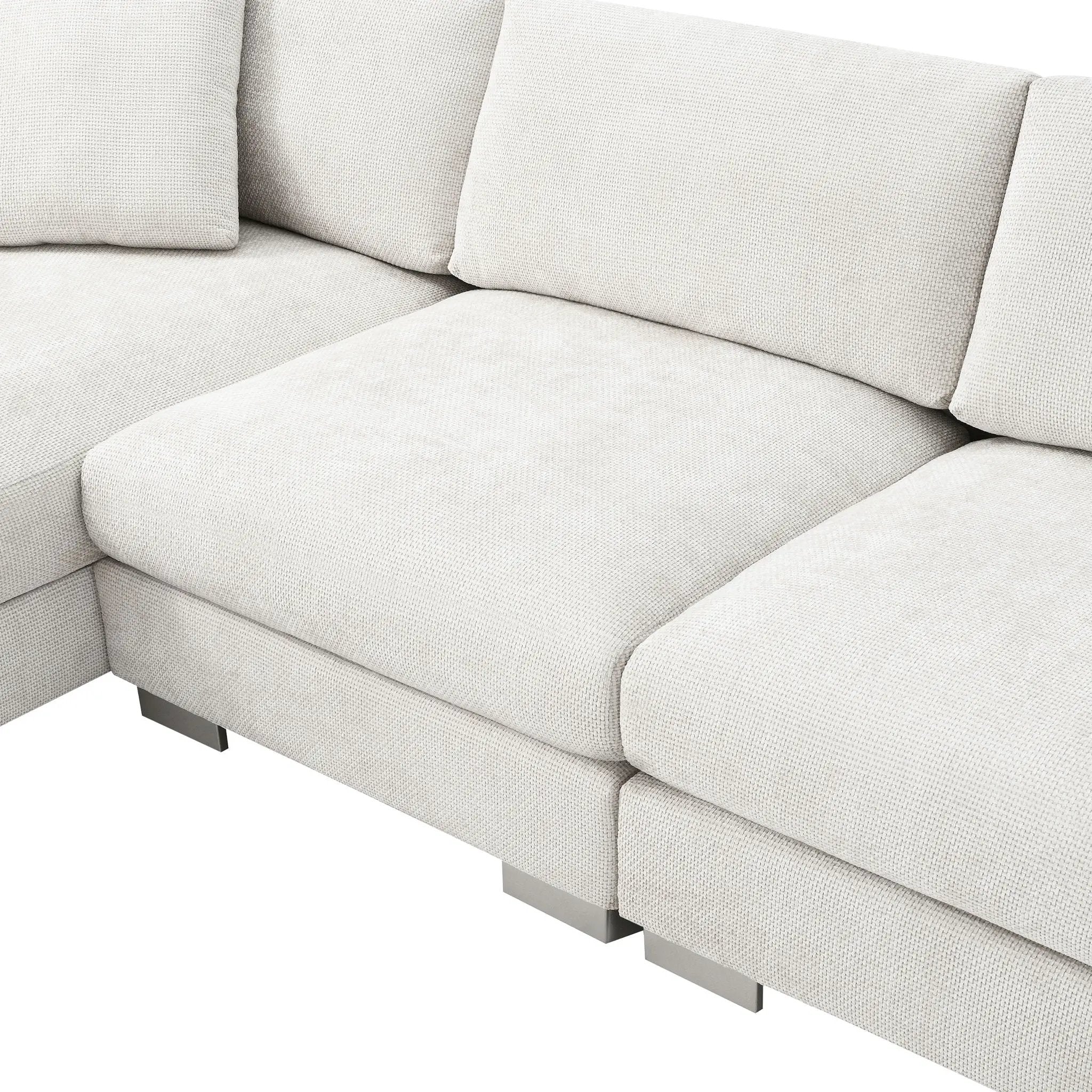 Modern Cloud Sectional Sofa L Shaped Luxury Couch Set With 2 Free Pillows 4 Seat With Oversized Chaise by HouseOfZazla