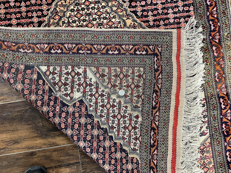 Afghan Rug 4x5, Wool with Silk Highlights, Very Fine Hand Knotted Vintage Oriental Carpet, Herati Pattern, Persian Rug, Bidjar Rug, 400 KPSI by Jewel Rugs