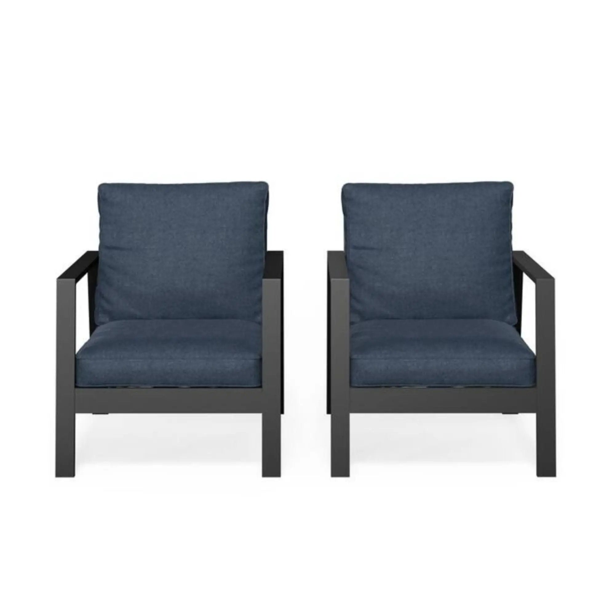 All-Weather Ergonomic Patio Armchairs With Thick Cushions (Set of 2) by HouseOfZazla