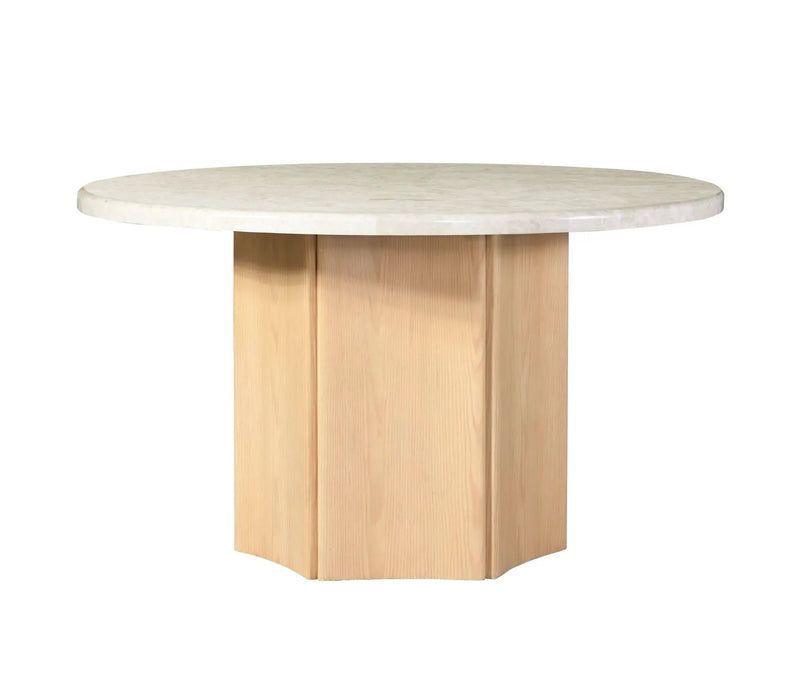 Qwin - Marble Top Round Dining Table - Natural by HouseOfZazla