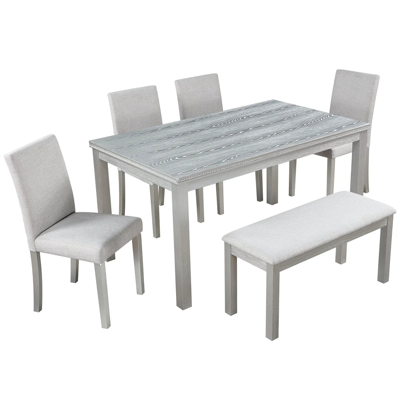 Dining Table Set With Crystal Decoration And Upholstered Chairs by HouseOfZazla