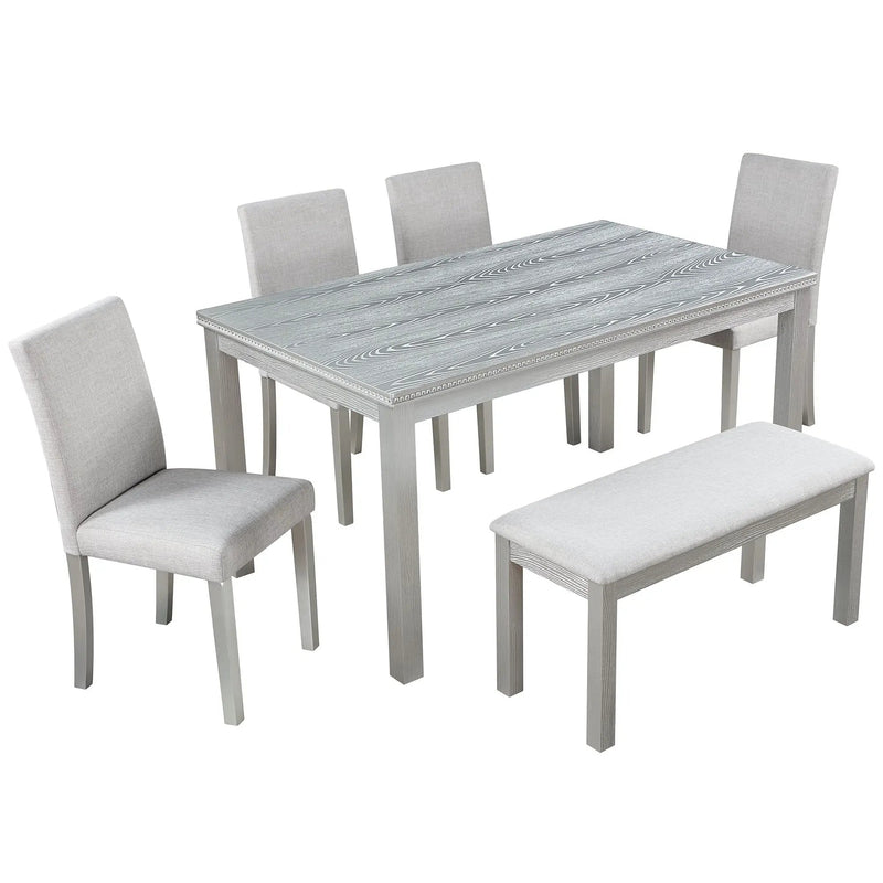 Dining Table Set With Crystal Decoration And Upholstered Chairs by HouseOfZazla