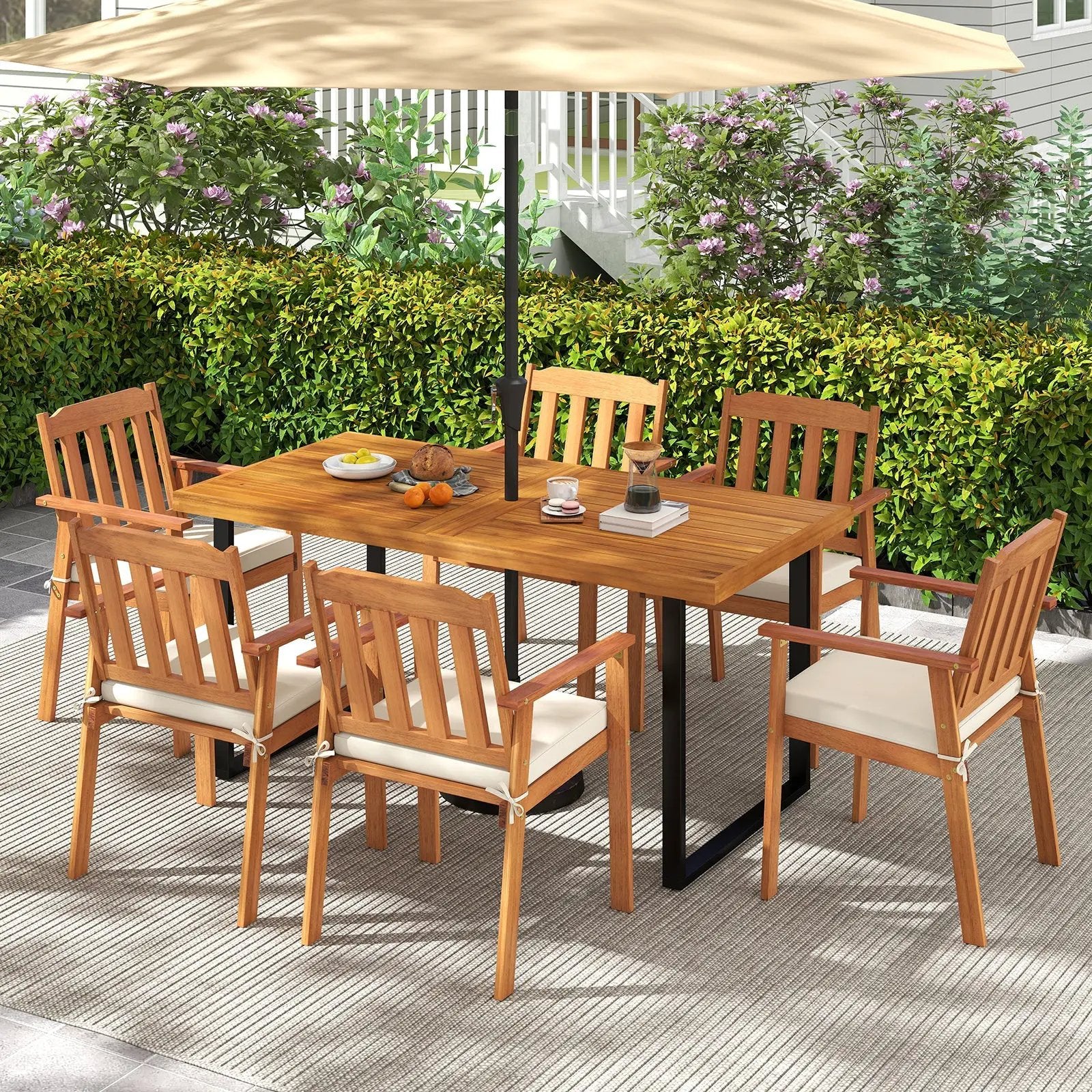 Acacia Wood Dining Table for 6 People Wooden Rectangular Table by DirectDeals