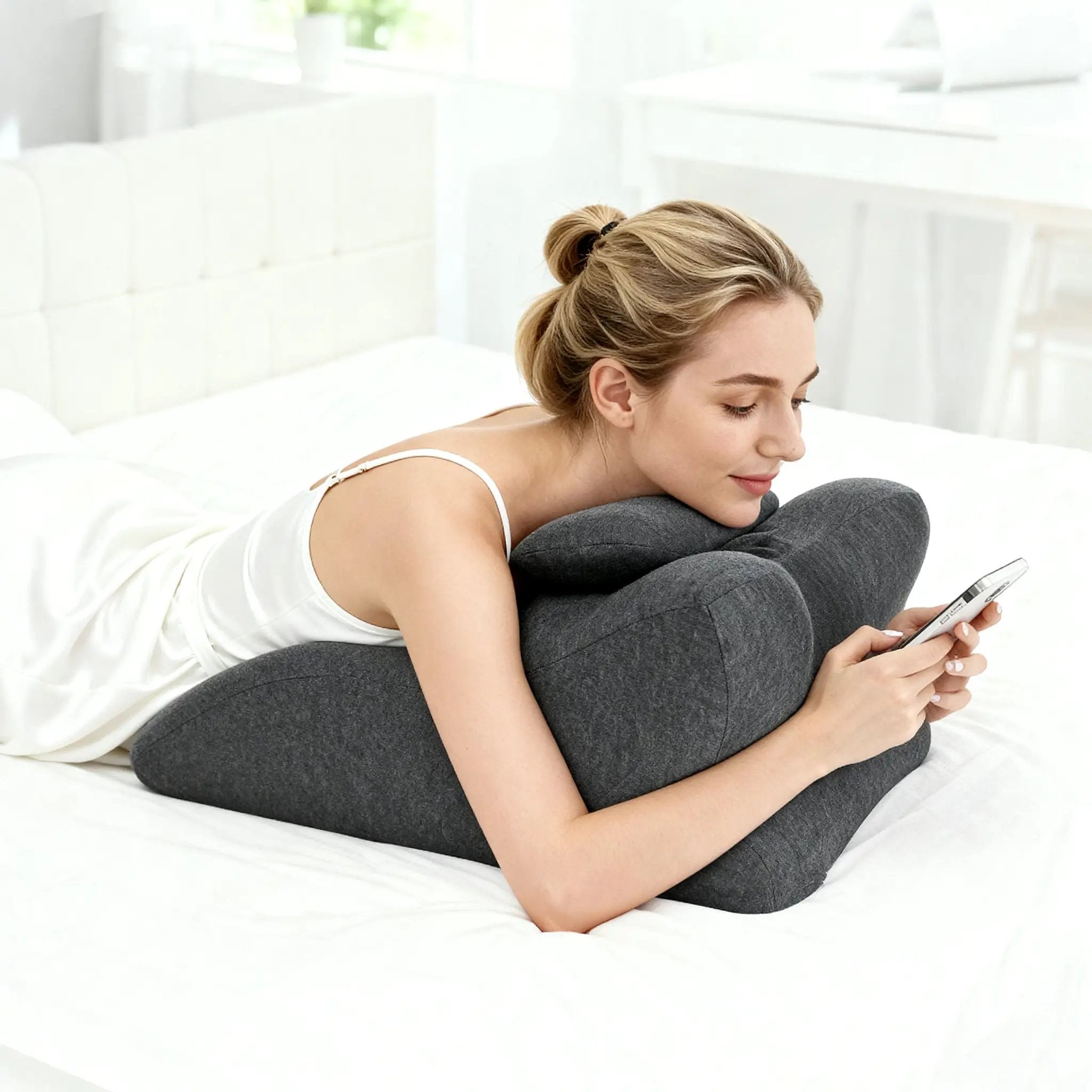 Ergonomic Spinal Posture Support & Multi-Functional Bed Pillow - Grey by HouseOfZazla