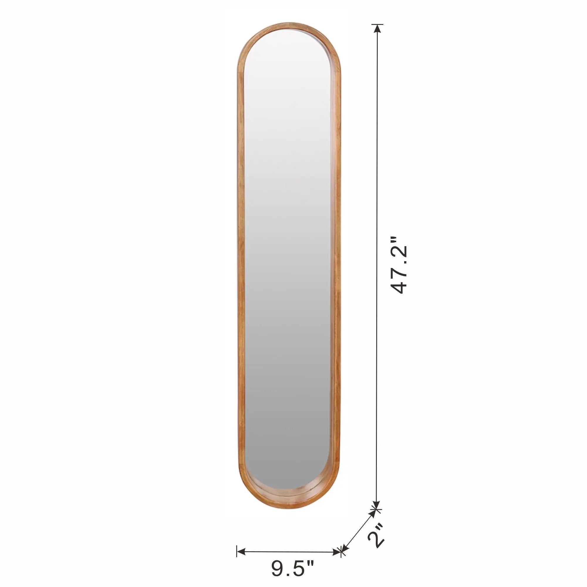 Decorative Rubber Frame Mirror With Elongated Oval Frame - Brown by Unique Piece Furniture