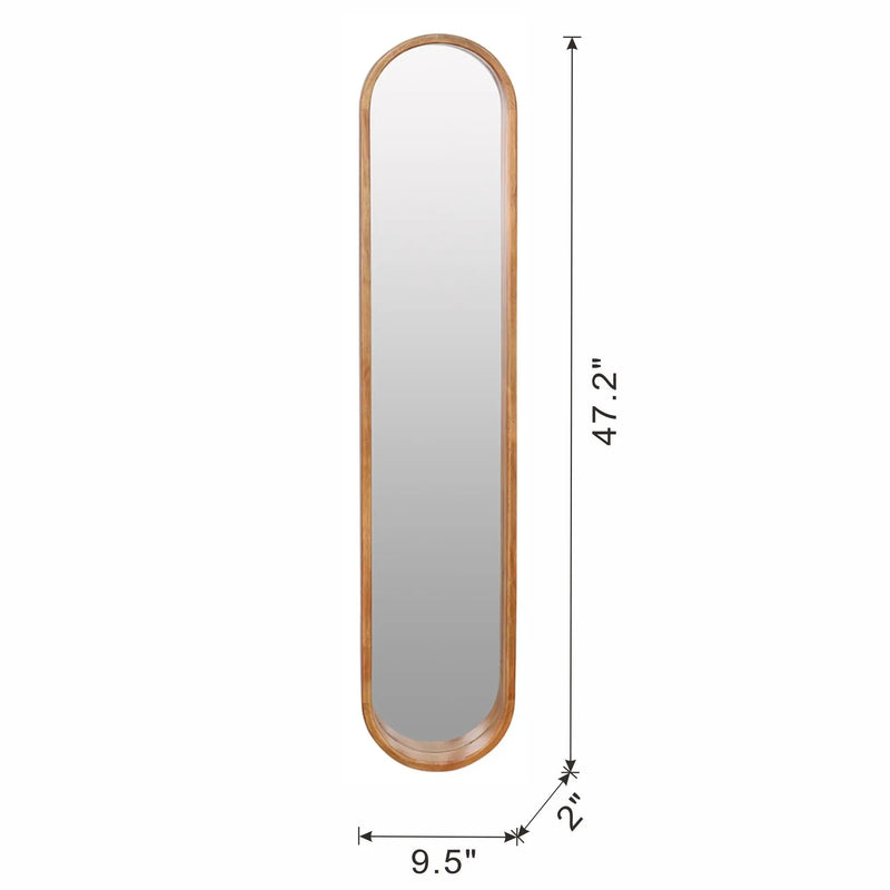 Decorative Rubber Frame Mirror With Elongated Oval Frame - Brown by Unique Piece Furniture