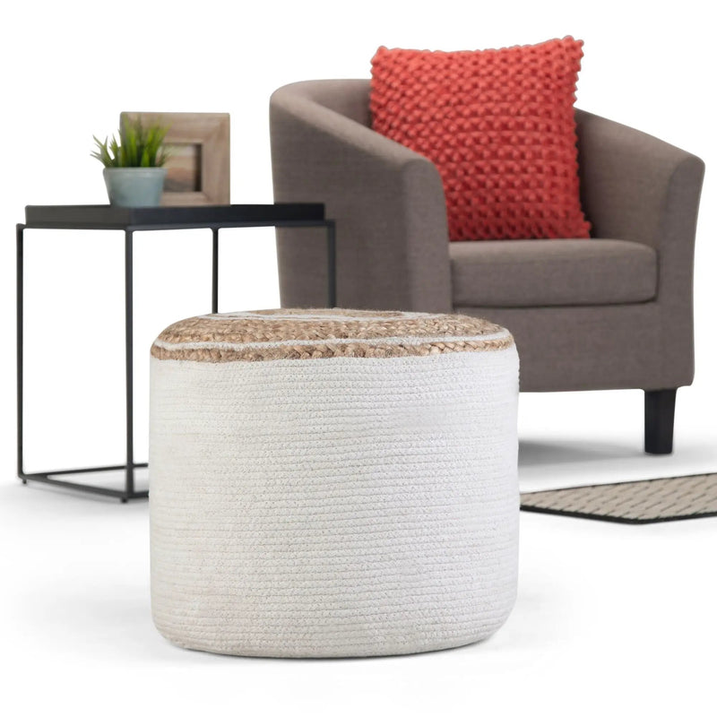 Serena - Handcrafted Round Braided Pouf by HouseOfZazla